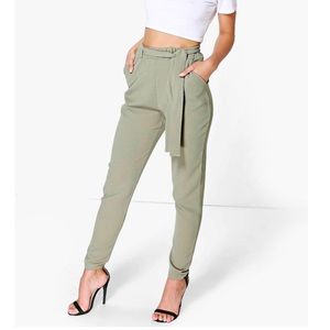 Boohoo petite paperbag waist pants